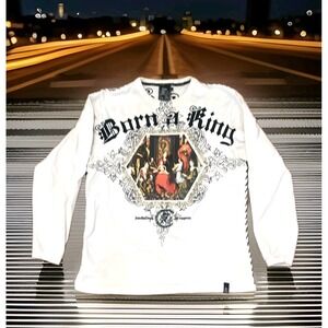 Cezer GRAIL Long Sleeve T Shirt Jesus Born a King Mens XL Embroidered Patch Y2K